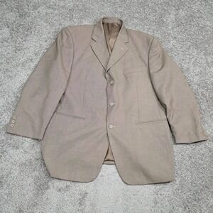 Vitali Mens Tan Three Button Blazer Sport Coat Textured Solid Professional 48R